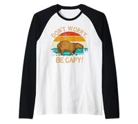 Capybara Vintage Retro Style Awesome Don't Worry, Be Capy Camiseta Manga Raglan