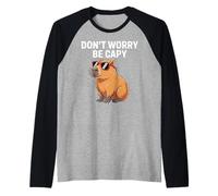 Capybara Vintage Retro Style Awesome Don't Worry, Be Capy Camiseta Manga Raglan