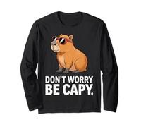 Capybara Vintage Retro Style Awesome Don't Worry, Be Capy Manga Larga