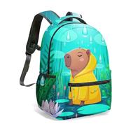 Capybara Water Lily - Mochila escolar de 16 pulgadas, diseño gráfico para niños, impresión artística con estampado tropical, vibrante diseño de dibujos animados de naturaleza, 16 (Reino Unido), L