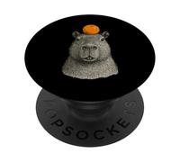 Capybara With Mandarin On The Head PopSockets PopGrip Adhesivo