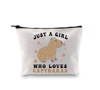 Capybaras Bolsa de maquillaje Capybara Lover Accesorios Gigante Cavy Roedor Regalo Tema de Animales Regalo Just A Girl Who Loves Capybaras Bolsa de cosméticos, Ama Capybaras Beige Eu, Bolsa de