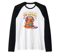 Capybaras Rodents Gaming Can't Hear You I'm Gaming Capybara Camiseta Manga Raglan