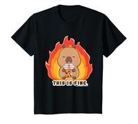 CapyFun This Is Fine Meme Capybara Bubble Tea Kids Camiseta