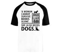 Capzy A Woman Cannot Survive On Books Alone Baseball T-Shirt Unisex Men Women Short Sleeve
