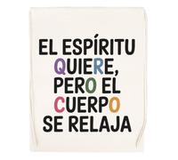 Capzy El Espíritu Quiere Pero El Cuerpo Se Relaja Vidrio Cerveza Taza Bolsa De Compras Shopping Bag Beige