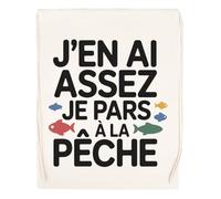 Capzy J’en Ai Assez - Je Pars À La Pêche Un Verre Bière Agresser Tasse Bolsa De Compras Shopping Bag Beige