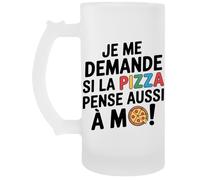 Capzy Je Me Demande Si La Pizza Pense Aussi À Moi Un Verre Bière Agresser Tasse Jarro De Cerveza Beer Mug