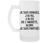 Capzy Je Suis Venu(E) J’ai Vu J’ai Eu De L’anxiété Un Verre Bière Agresser Tasse Jarro De Cerveza Beer Mug