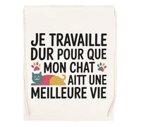 Capzy Je Travaille Dur Pour Que Mon Chat Ait Une Un Verre Bière Agresser Tasse Bolsa De Compras Shopping Bag Beige