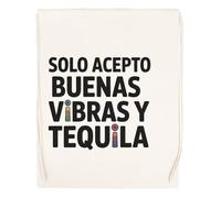 Capzy Solo Acepto Buenas Vibras Y Tequila Vidrio Cerveza Taza Bolsa De Compras Shopping Bag Beige