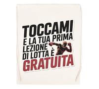 Capzy Toccami E La Tua Prima Lezione Di Lotta Bicchiere Birra Tazza Bolsa De Compras Shopping Bag Beige