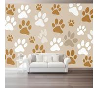 Caqui Papel pintado mural 3D, Minimalista Animal Huella De Pata De Perro DIY decorativo creativo para salón comedor dormitorio restaurante oficina habitación infantil - 400 x 280 cm