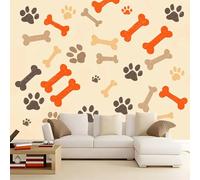 Caqui Papel pintado mural, Minimalista Hueso Huellas De Patas De Perro Mural decorativo de pared con impresión artística no tejida, para sala de estar cocina comedor dormitorio 300 x 210 cm