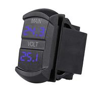 Car 10V 60V Blue LED Digital Dual Voltmeter, Dual Voltmeter for Pickup RV ATV Battery, Real Time Monitoring 2 Battery Packs with Over Current,