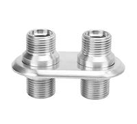 Car 2 - Port A/C Bulkhead Interface, Universal Firewall Bulkhead with Dual 7/8in - 14 Threaded AC Hose Ports, Billet Aluminum Alloy Heater Line Port for Hot Rod GM Performance (Plata)