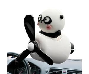 Car Air Freshener, Cartoon Panda Pilot Air Vent Clip, Aromatherapy Perfume Fragrance, Perfect for Car Interior, Living Room, Toilet, Outlet Decoration for Men and Women, 5.2x5.3x6cm Black White Green