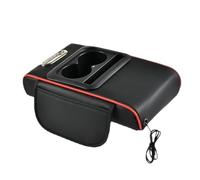 Car Armrest Box Booster Pad - 13.78x7.48x2.76 Inches Center Console Organizer with Cup Holder Projector Light | Center Console Cover Storage Box for Phone Card Key Organization Truck SUV Sedan