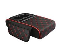 Car Armrest Cover - PU Leather + ABS | Automotive Center Console Cushion With Storage Pocket | Armrest Cushion For Vehicle Truck Seat Chair Office Women Men Interior