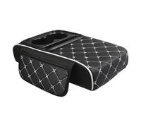 Car Armrest Cover - PU Leather + ABS | Automotive Center Console Cushion With Storage Pocket | Armrest Cushion For Vehicle Truck Seat Chair Office Women Men Interior