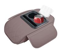Car Armrest Cushion, 5-In-1 PU Leather Console Cover, Built-In Cup Holder & Phone Slot, Heightening Design Extra Comfort, Integrated Tissue Box Storage, Ideal for Sedans, Trucks