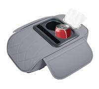 Car Armrest Cushion, 5-In-1 PU Leather Console Cover, Built-In Cup Holder & Phone Slot, Heightening Design Extra Comfort, Integrated Tissue Box Storage, Ideal for Sedans, Trucks