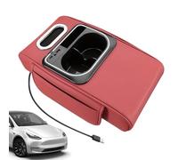 Car Armrest Pad, Heightening Mat Cup Holder, with Side Pocket, Ambient Light, USB Port Car Elbow Rest Pad, for Central Storage Card Key Vehicle Interior Truck SUV RV