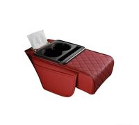 Car Armrest Storage Box - Car Arm Rest Cushion, 5-In-1 Center Console Cover with Cup Holder, Phone Storage and Ergonomic Design for All Seasons (Burgundy)
