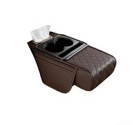 Car Armrest Storage Box - Car Arm Rest Cushion, 5-In-1 Center Console Cover with Cup Holder, Phone Storage and Ergonomic Design for All Seasons (Coffee)