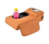 Car Armrest Storage Box - Leather Arm Rest Pillow Booster Pads, Multifunctional Faux Leather, Comfortable Driving Armrest Cushion with Cup Holder for Truck, Vehicle, Auto