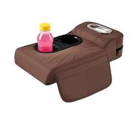 Car Armrest Storage Box - Leather Arm Rest Pillow Booster Pads, Multifunctional Faux Leather, Comfortable Driving Armrest Cushion with Cup Holder for Truck, Vehicle, Auto