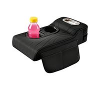 Car Armrest Storage Box - Leather Arm Rest Pillow Booster Pads, Multifunctional Faux Leather, Comfortable Driving Armrest Cushion with Cup Holder for Truck, Vehicle, Auto