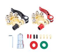 Car Battery Terminal Connectors 2Pcs | 4 Way Positive Negative for SAE/JIS Type A Post | Heavy Duty Tin Plated Brass Terminals for Cars/Trucks/RVs