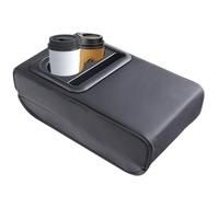 Car Center Armrest Storage Organizer Box with Cup Holder, Comfortable Soft Cushion Auto Console Side Container, Multi-Compartment Interior Solution for SUV, Truck and Car