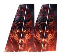 Car Center Pillar Sticker - Car Door Pillar Decals, Window Pillars Posts Molding Cover, Side Door Window Cover, Black Wolf Engulfed in Flames Design, Stylish Exterior Cars Decoration for SUV, Sedan, T