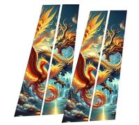 Car Center Pillar Sticker - Car Door Pillar Decals, Window Pillars Posts Molding Cover, Side Door Window Cover, Black Wolf Engulfed in Flames Design, Stylish Exterior Cars Decoration for SUV, Sedan, T