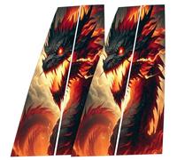 Car Center Pillar Sticker - Car Door Pillar Decals, Window Pillars Posts Molding Cover, Side Door Window Cover, Black Wolf Engulfed in Flames Design, Stylish Exterior Cars Decoration for SUV, Sedan, T