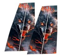 Car Center Pillar Sticker - Car Door Pillar Decals, Window Pillars Posts Molding Cover, Side Door Window Cover, Black Wolf Engulfed in Flames Design, Stylish Exterior Cars Decoration for SUV, Sedan, T