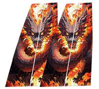 Car Center Pillar Sticker - Car Door Pillar Decals, Window Pillars Posts Molding Cover, Side Door Window Cover, Black Wolf Engulfed in Flames Design, Stylish Exterior Cars Decoration for SUV, Sedan, T