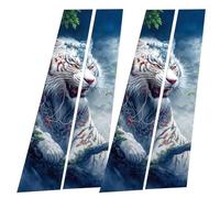 Car Center Pillar Sticker - Car Door Pillar Decals, Window Pillars Posts Molding Cover, Side Door Window Cover, Black Wolf Engulfed in Flames Design, Stylish Exterior Cars Decoration for SUV, Sedan, T