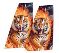 Car Center Pillar Sticker Waterproof Black Wolf Flames Accessory