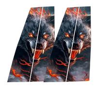 Car Center Pillar Sticker Waterproof Black Wolf Flames Accessory