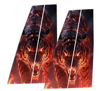 Car Center Pillar Sticker Waterproof Black Wolf Flames Accessory