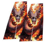 Car Center Pillar Sticker Waterproof Film Black Wolf Engulfed In Flames