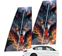 Car Center Pillar Sticker - Waterproof Film Black Wolf Engulfed In Flames