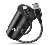 Car charger 1 x usb qc3.0 18w black + cable usb-c 1m