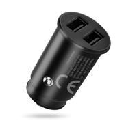Car charger 2 x usb 12w black + cable usb-c 1m