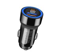 Car Charger Adapter - Black Solid Aluminum Alloy, Two Port Charging Outlet