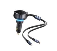 Baseus Enjoyment Pro Cargador de Coche con Cable Retráctil USB-C/Lightning 60W Negro