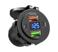 Car Charger - Cuatro puertos Auto Adapter, Digital Display Power Hub | Intelligent Voltage Monitoring Fast Charging Distribution System Real Time Battery Status Indicator Module for Sedan Truck RV